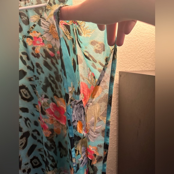 Swimsuit Coverup, Made in India, Size Medium, Blue Tropical Cheetah Beach Cover - Picture 4 of 6